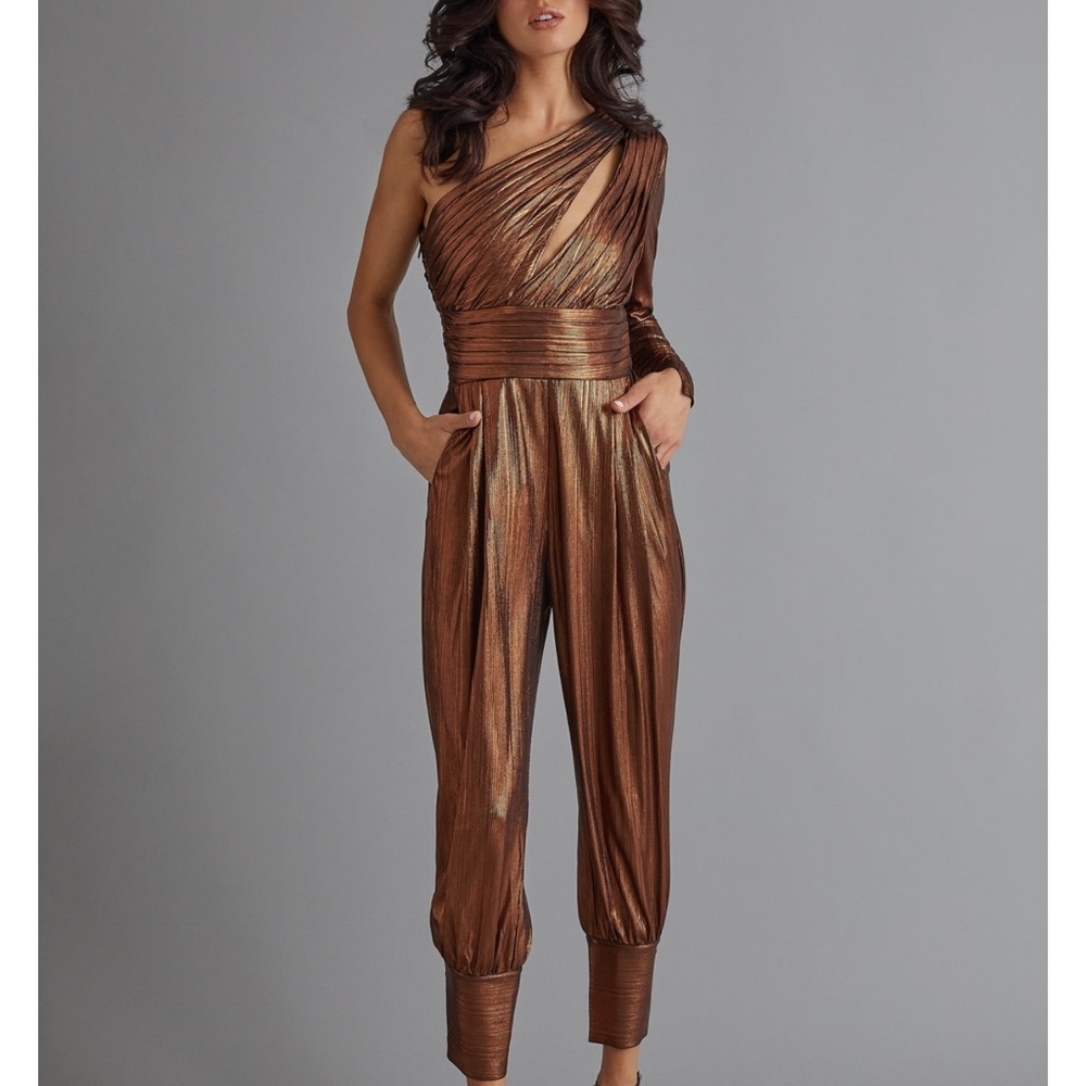 Retrofete Timi Coffee Jumpsuit LS Romper NWT Perfect Party Look 🥂 size M - Picture 1 of 9